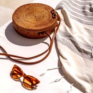 Tenganan Crossbody Round Basket Bag